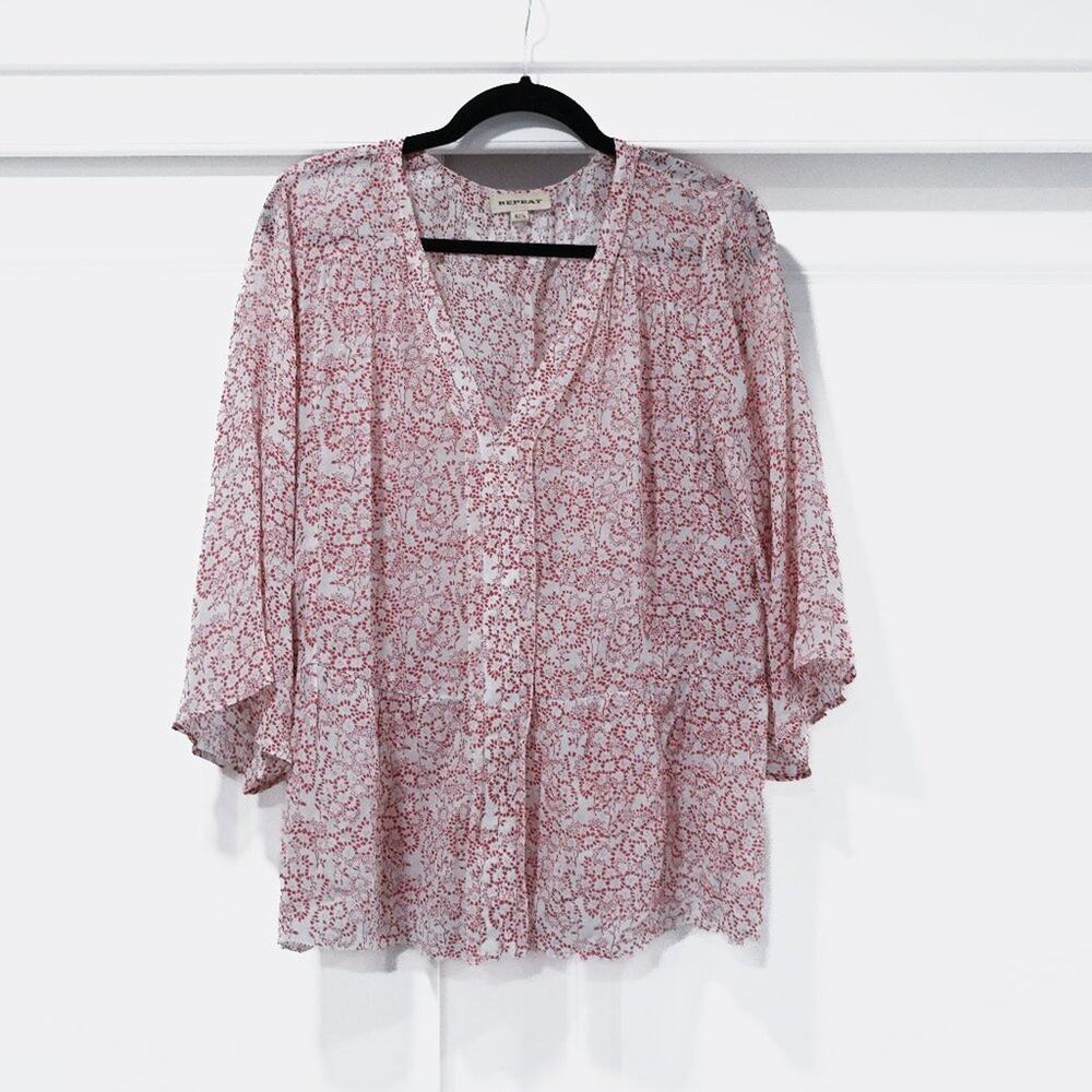 REPEAT Large Floral Boho Blouse | Size Large